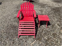 Outdoor Red Chair w/ Side Table