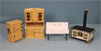 4pc. Victorian Dollhouse Kitchen Furniture Set
