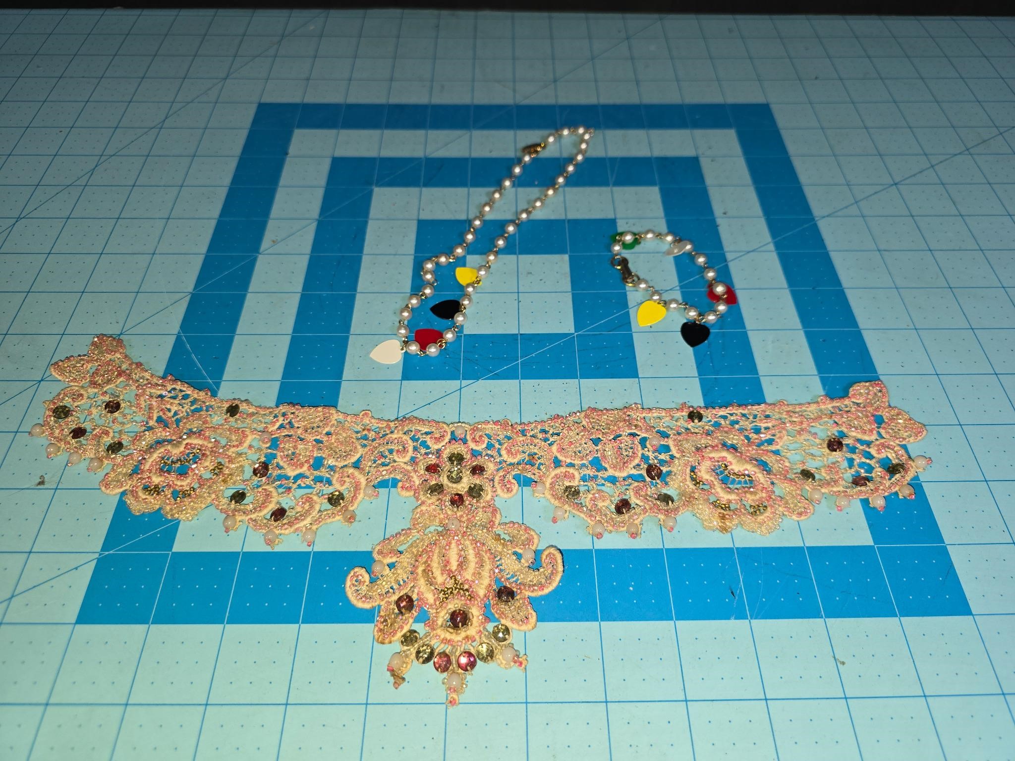 Beaded applique and necklace & bracelet set