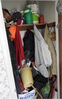 Contents of coat closet to include: yard sticks,