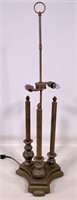 Table lamp, pewter wash, cast columns & base,
