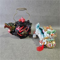 Dragon Tea Pot & a Foo Dog Figurine