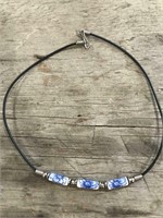 Necklace with Pretty Blue & White Ceramic Beads