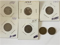Seven Indian Head Cents