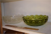 Green & Clear Glass Serving Bowls