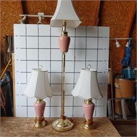 2 Table Lamps & 1 Pole Lamp Matching