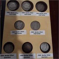 1898-1906 Barber Silver Quarters & Half Dollars