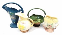 (4) Hull Art & Roseville Pottery Vases