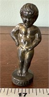 Vintage metal Brussels peeing boy statue