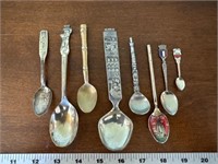 Vintage collector spoons including pewter totem