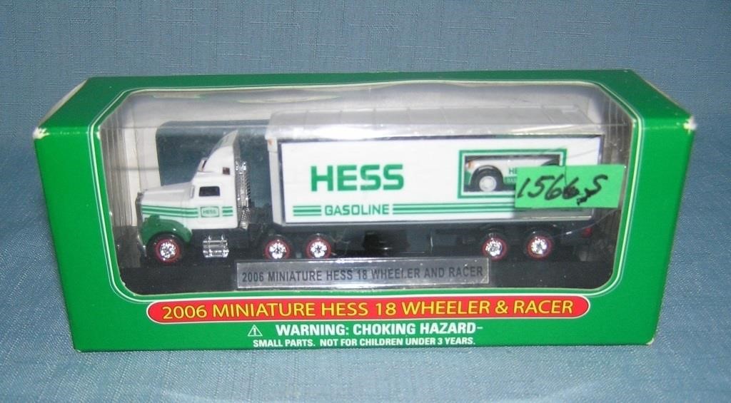 Vintage Hess mini 18 wheeler and race car