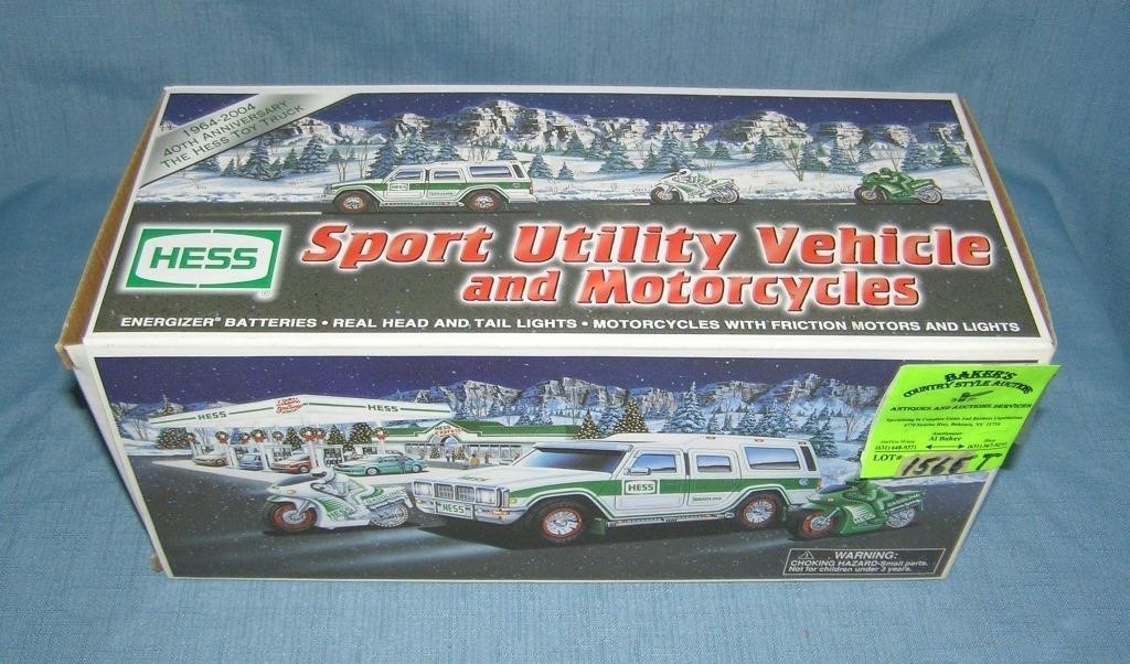 Vintage Hess Sport utility vehicle and motorcycle