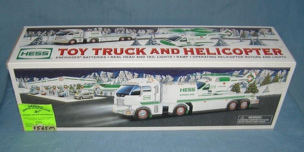 Vintage Hess Toy Truck and helicopter scarcer