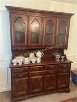 Cherry French country style china hutch contents