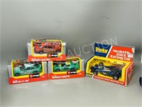 4 vintage cast toy cars - Burago & Dinky