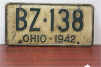 A 1942 Ohio License Plate
