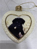 PORCELAIN HEART ORNAMENT (BLACK LAB)