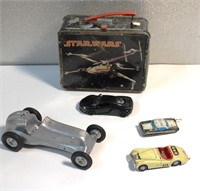 Star Wars Lunch Box & Vintage Metal Car Toys