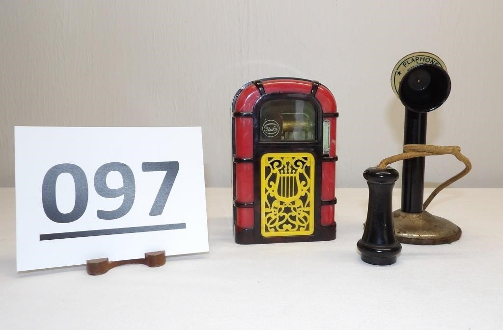 Ideola Wind up Jute Box & Toy Telephone