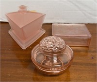 (3) PINK DEPRESSION TRINKET BOXES