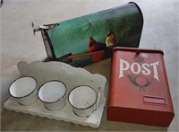 Mailbox, Post Box, & Enamel Plant Holder