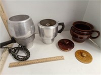 Assorted Vintage Coffee Pot Pieces & Crock