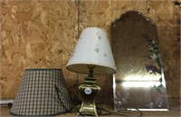 Brass lamp & mirror