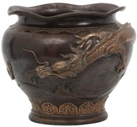 Meiji Period Bronze Dragon Jardiniere