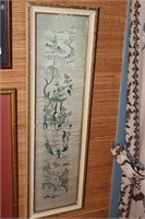 Framed Early 19th century Chinese silk labled on