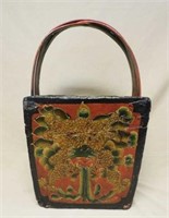 Dragon Motif Asian Painted Water Bucket.