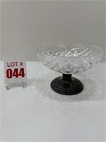 Hawkes Cut Crystal and Sterling Footed Dish