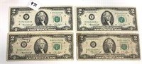 4   U.S. 1976 Two Dollar Paper Money