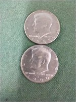 2 1980 D Kennedy half dollars