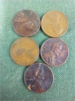 1942 D, 1940, 1944, 1945 and 1948 wheat pennies