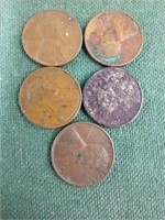 1940, 1941, 1944, 1945 and 1949 wheat pennies