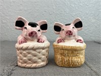 Vintage Pigs in a Basket Salt & Pepper Shakers