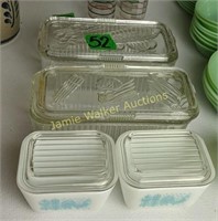 Pyrex Amish Butter Print Refrigerator Dishes.