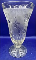 Jeanette Iris & Herringbone Depression Glass Vase