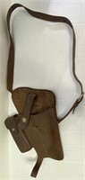 BROWN LEATHER GUN & CLIP HOLDER