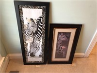 Pair of Zebra, & Giraffe prints in frame M. Fitzpa