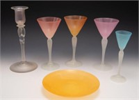 Lot: 6 Glass Pcs.- Steuben, Stevens & Williams.