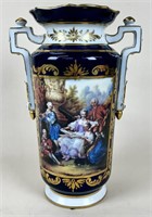Dresden Double Handle Vase w/Painted Panel