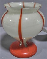 Czechoslovakian Opaque Glass Art Vase with red