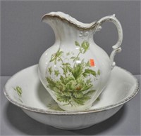 Floral decorated Ironstone Washbowl & Pitcher