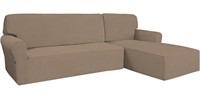 Tan Easy-Going Stretch Sofa Slipcover - 2 Pieces