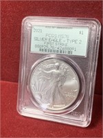2021 SILVER AMERICAN EAGLE PCGS MS70 TYPE 2