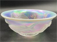 Fenton Frosted Opalescent Koi Bowl