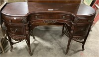 Antique Wood  Kidney Shaped Victorian Style Desk.
