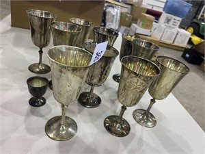 (10) Silverplate Goblets + (1) Small