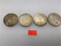 Estate find lot of 4 Silver Peace Dollars